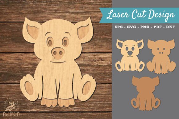 Adorable 3D Laser Cut SVG for Baby Pig Designs