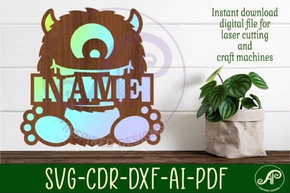 Adorable Monster Name Sign Design 2 for Personalized Decor
