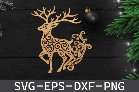 Christmas Deer Metal Wall Art Laser Cut Design
