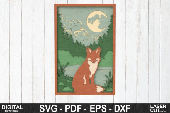 Enchanting Laser Cut Art: A Fox in the Moonlit Forest