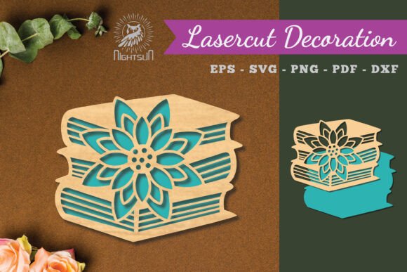 Flowers Book Laser Cut Decoration 5
