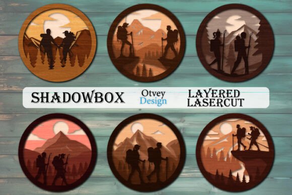 Hiking Couple Layered Lasercut BUNDLE: A Creative Design Asset