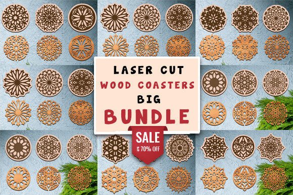Laser Cut Wood Coasters SVG Bundle