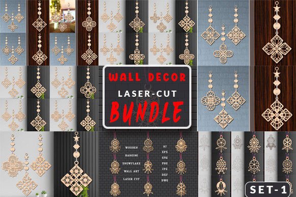 Laser Cut Wooden Hanging Wall Art Bundle: Design Files for Crafters