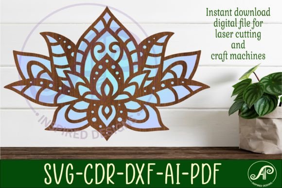 Lotus Flower Two Layer Wall Sign SVG