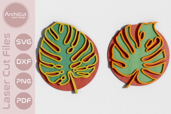 Monstera Leaves 3D Layered Laser Cut SVG for Tropical Decor