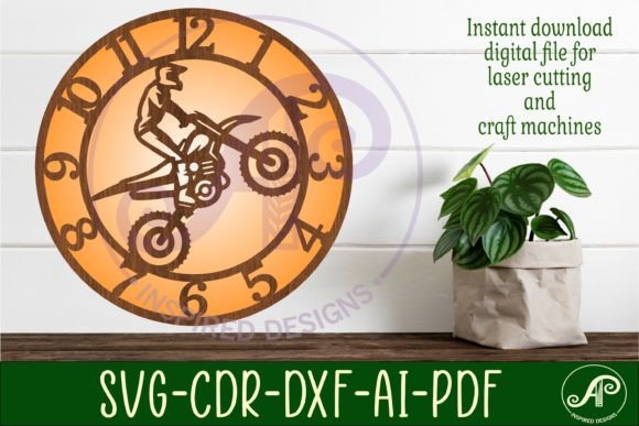 Motocross Wall Clock Laser Cut Files
