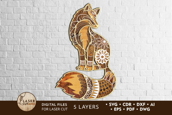 Multilayer Laser Cut File FOX, Mandala