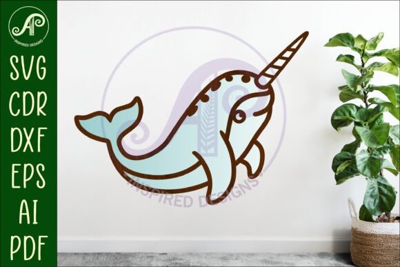 Narwhal Two Layer Laser Cut Wall Decor