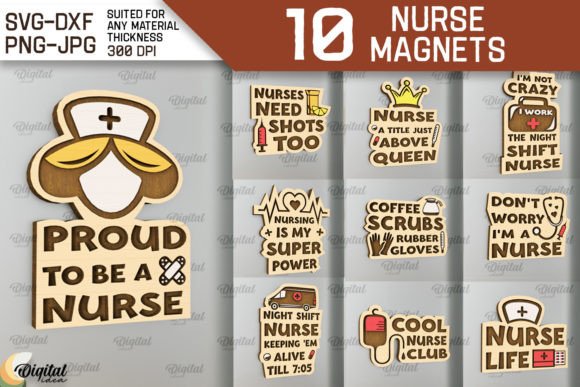 Nurse Wooden Magnets Laser Cut Bundle