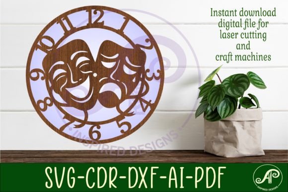 Performing Arts Wall Clock Laser Cut Design
