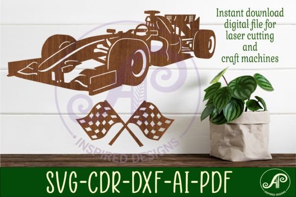 Race Car Wall Sign SVG File for Dynamic Decor