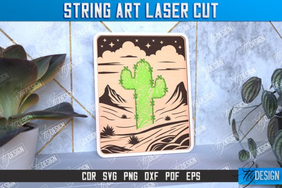String Art Cactus: Modern Digital Design for Laser Cutting