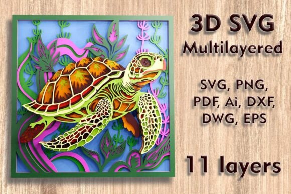 Stunning 3D Sea Turtle SVG for Multilayer Crafts