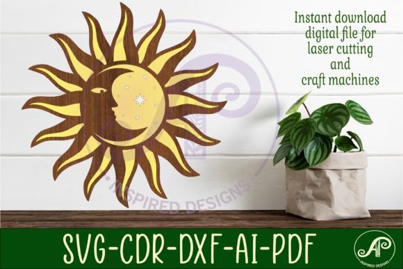 Sun and Moon Wall Sign SVG Laser Cut Design