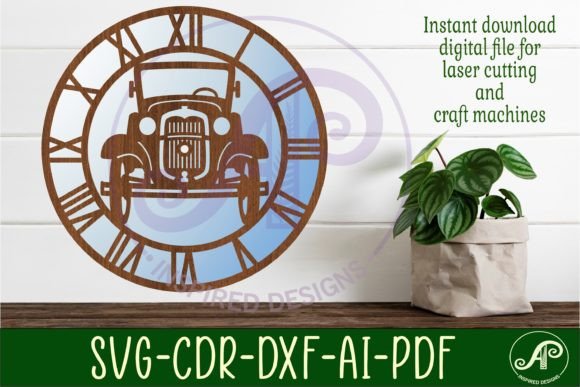 Vintage Car Wall Clock Laser Cut Files for Timeless Craft Projects