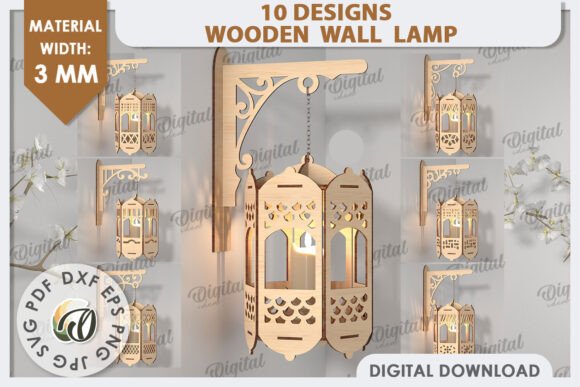 Wooden Wall Lamps Laser Cut Bundle